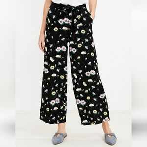 LOFT Floral Linen Black Women's Pants